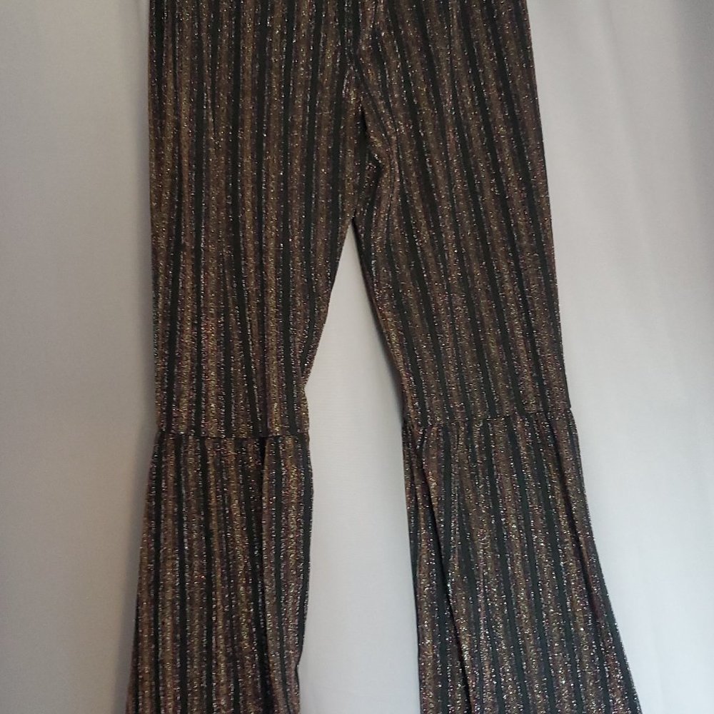 Striped Sparkly Flare Bell Bottom Pants